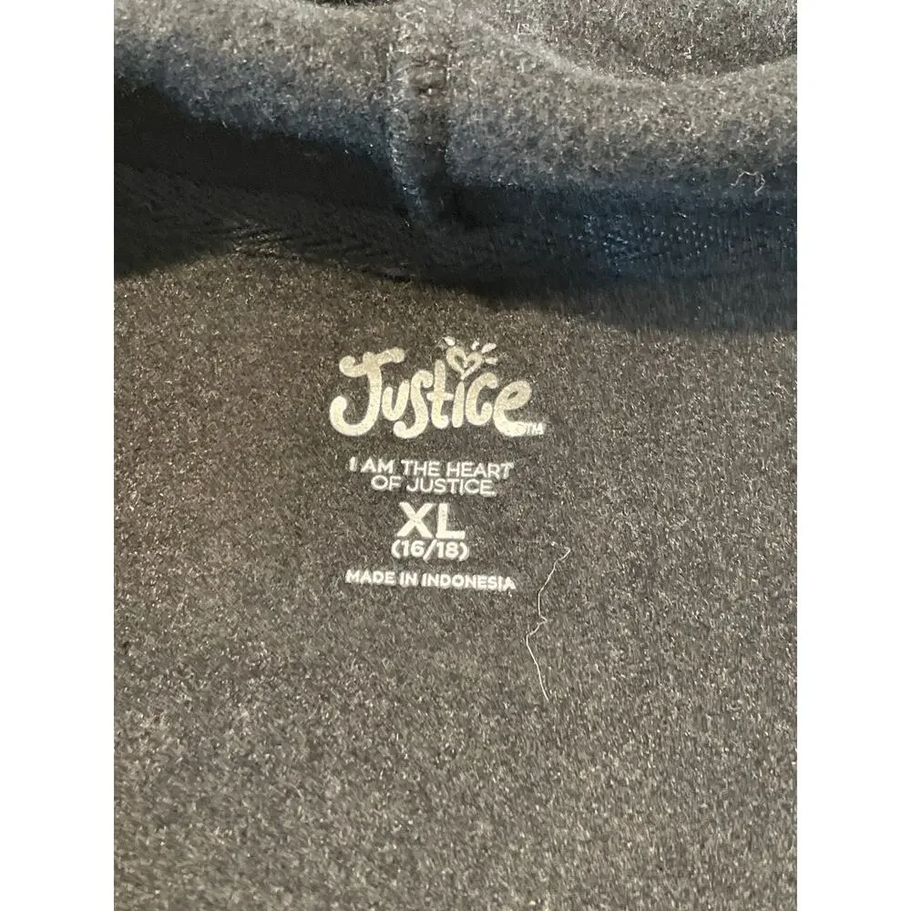 Justice Black Full‑Zip Hoodie Size XL 16/18 NWT Butterfly Detail